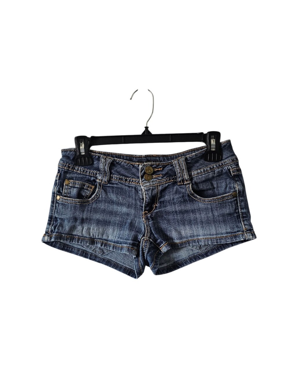 Decree Vintage Y2K Low Rise Jean Shorts Size 1 Micro Mini Double Button Mcbling